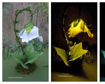 Lighted fairy flower lantern for an indoor faerie garden display, dollhouse miniature