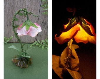 Lighted fairy flower lantern, dollhouse miniature for indoor faerie display