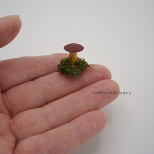 Tiny fairy garden mushroom, brown mini mushroom with moss, handmade dollhouse miniatures image 5