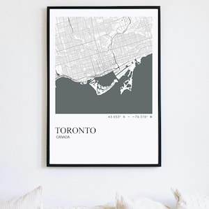 Toronto Map Poster, Toronto City Map, Map Print, Canada, Printable Wall Art, Minimalist Map, Instant Download, Travel Gift, Digital Art