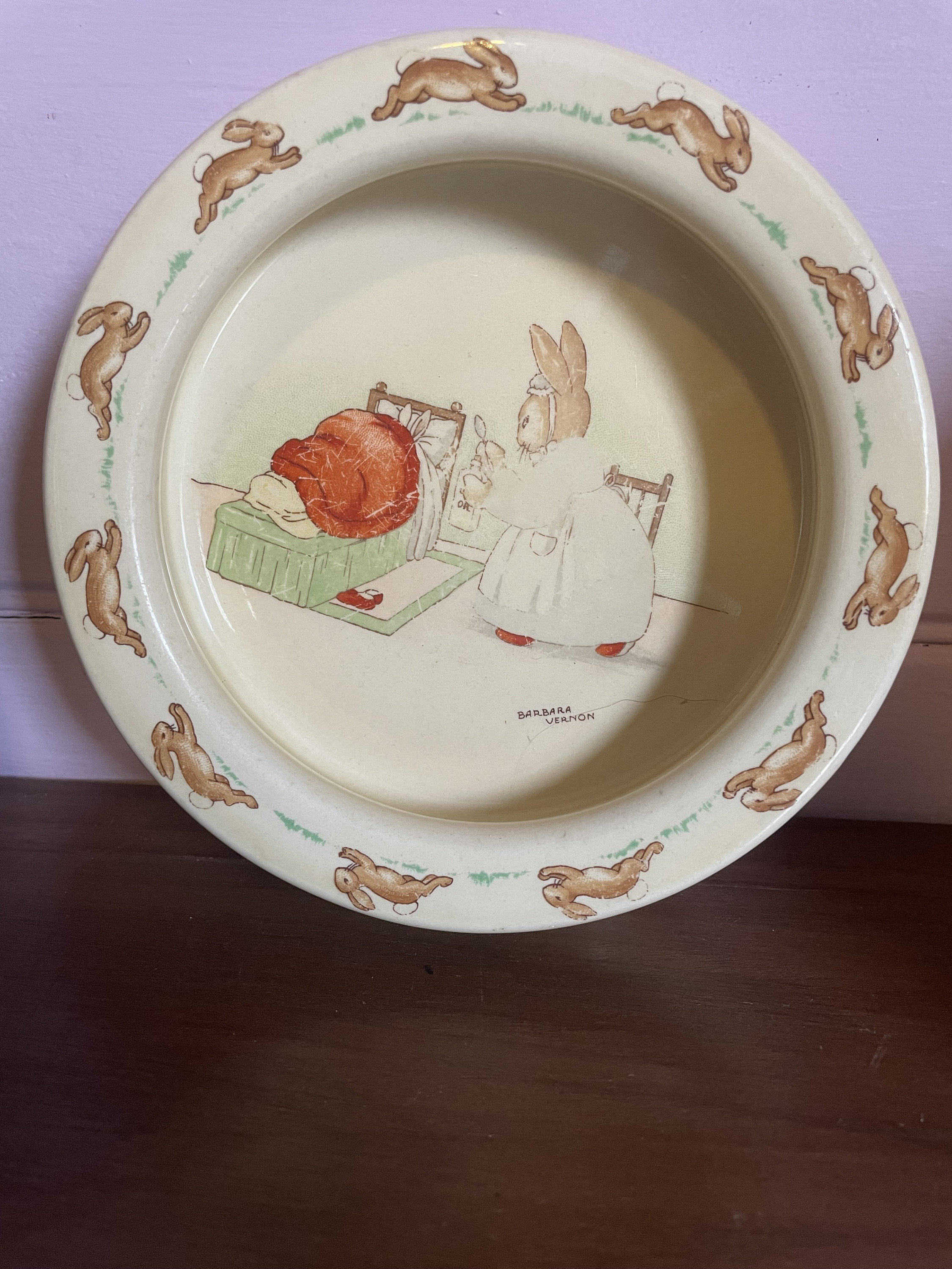 Rare Royal Doulton Bunnykins Bowl Circa 1940 Rare bunnykins royal doulton China bowl display picture 1