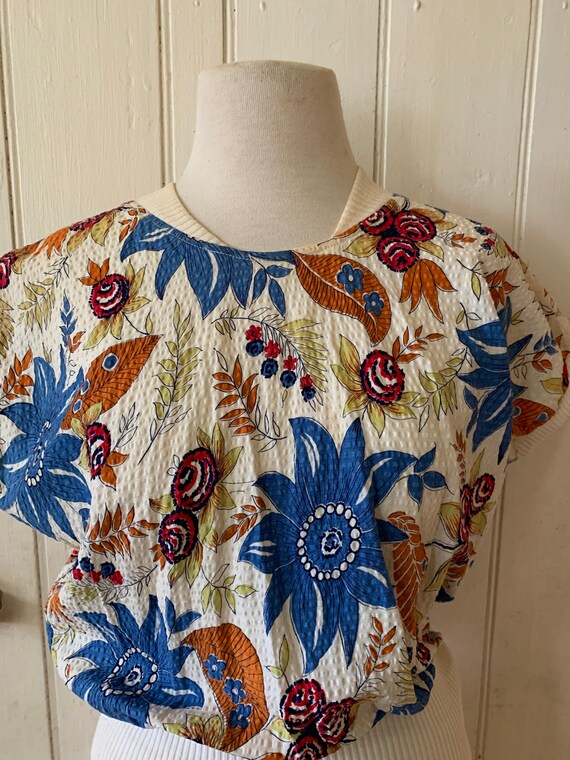 1950’s Seersucker Native Floral print top