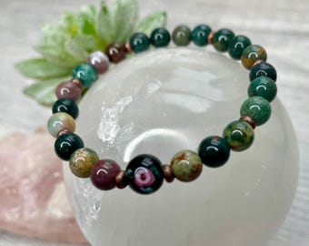 Bloodstone 6mm Crystal Bracelet | Stone of Bravery | Luxury Handmade Gemstones | Vitality, Protection, and Grounding