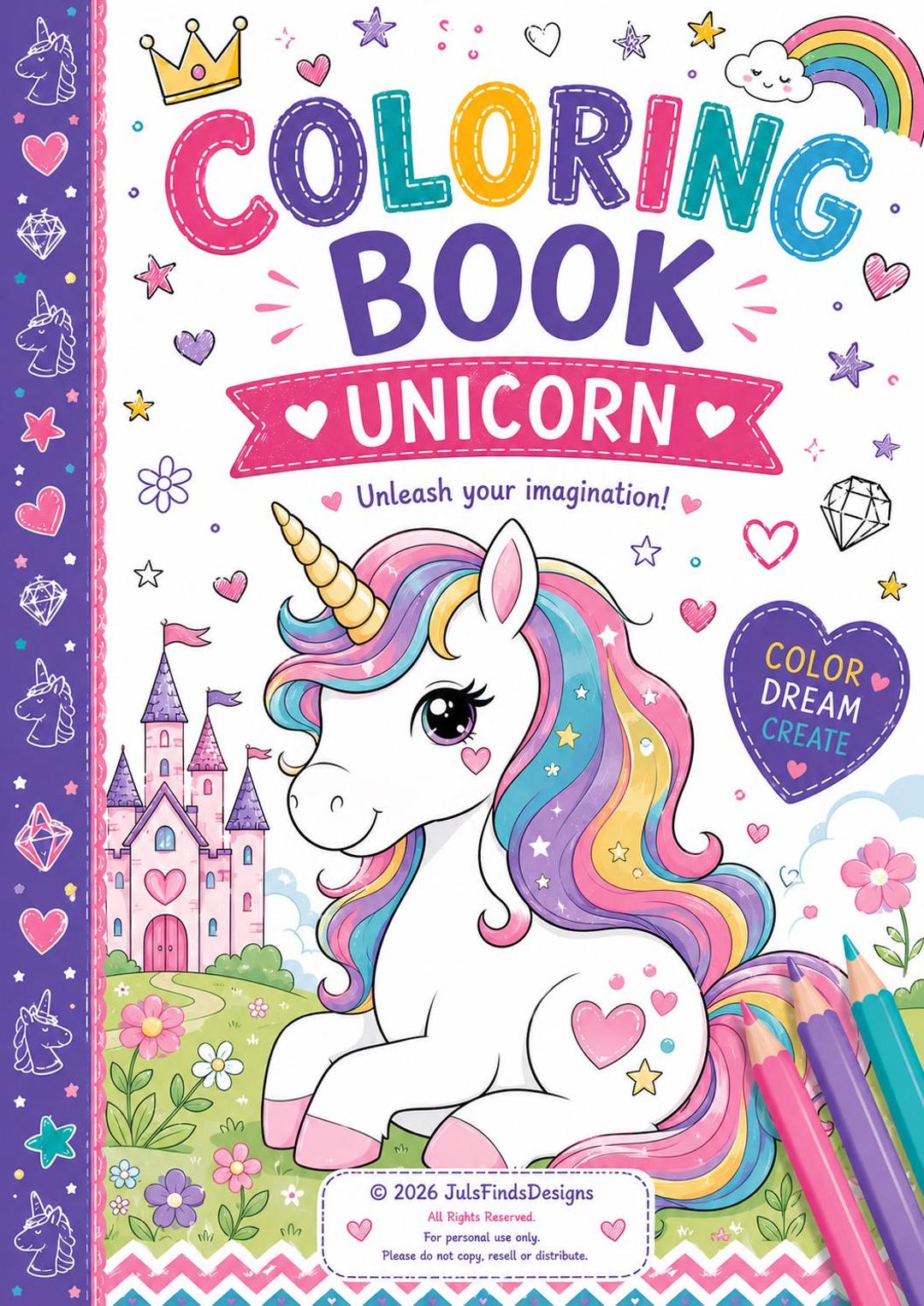 Unicorn Coloring Book for Kids | Kawaii Pastel Activity Sheets (digital ...