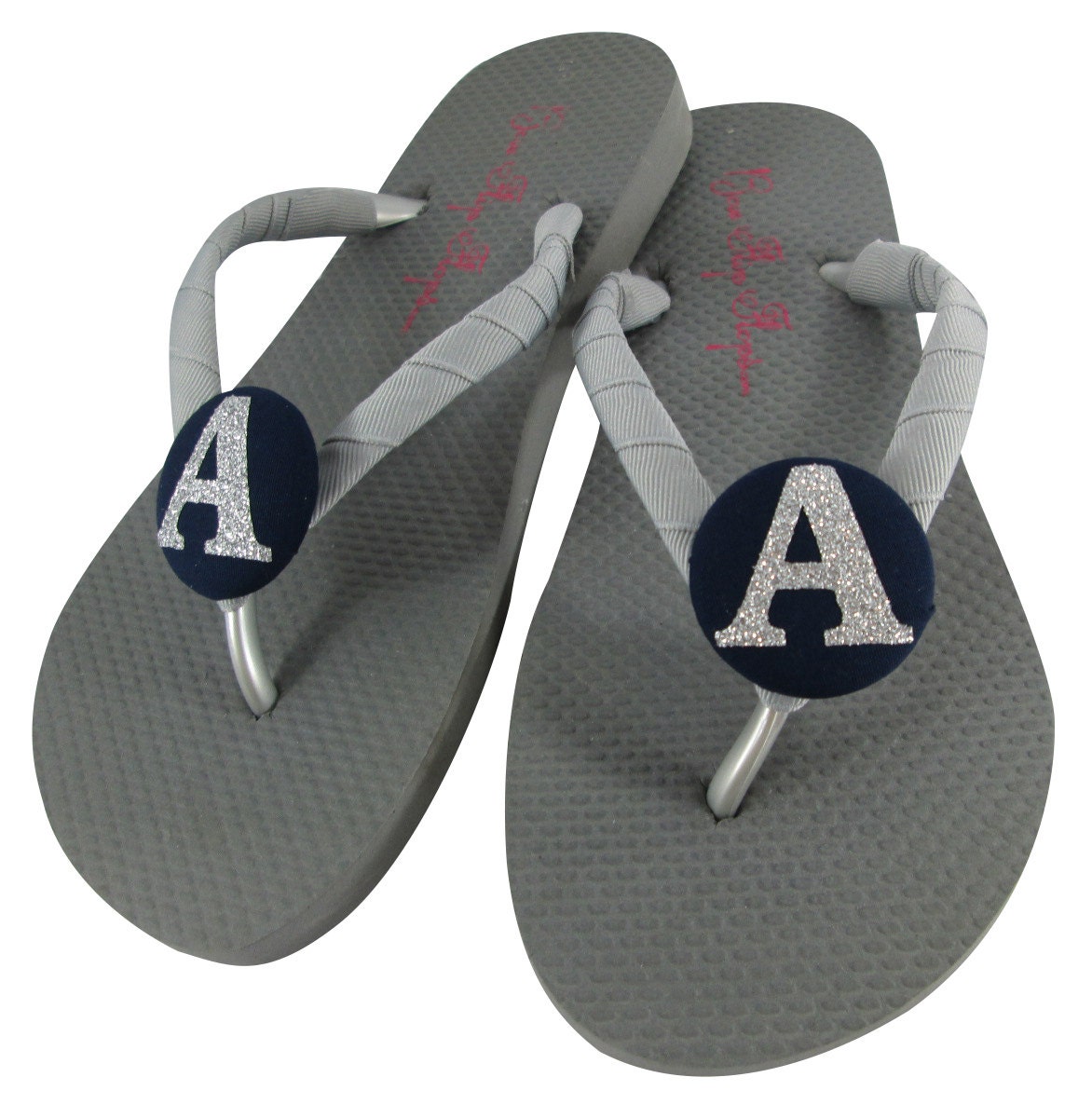 Bridesmaid Flip Flops wedges or flat Flip Flops Gray Navy | Etsy