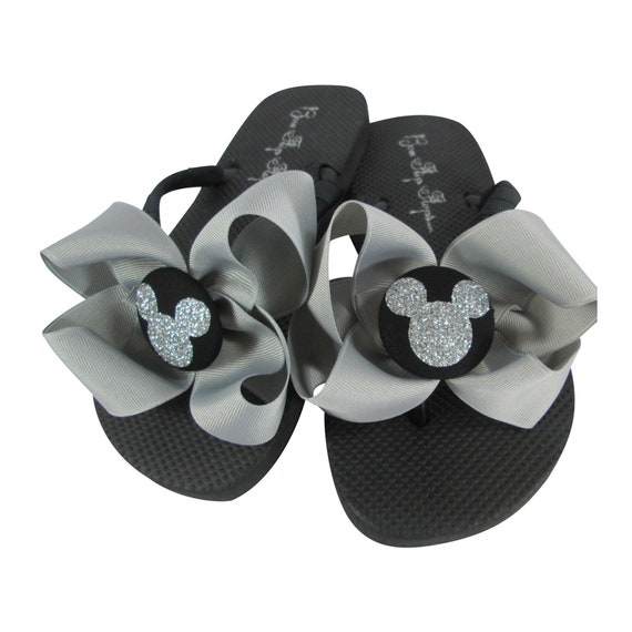 silver bow flip flops