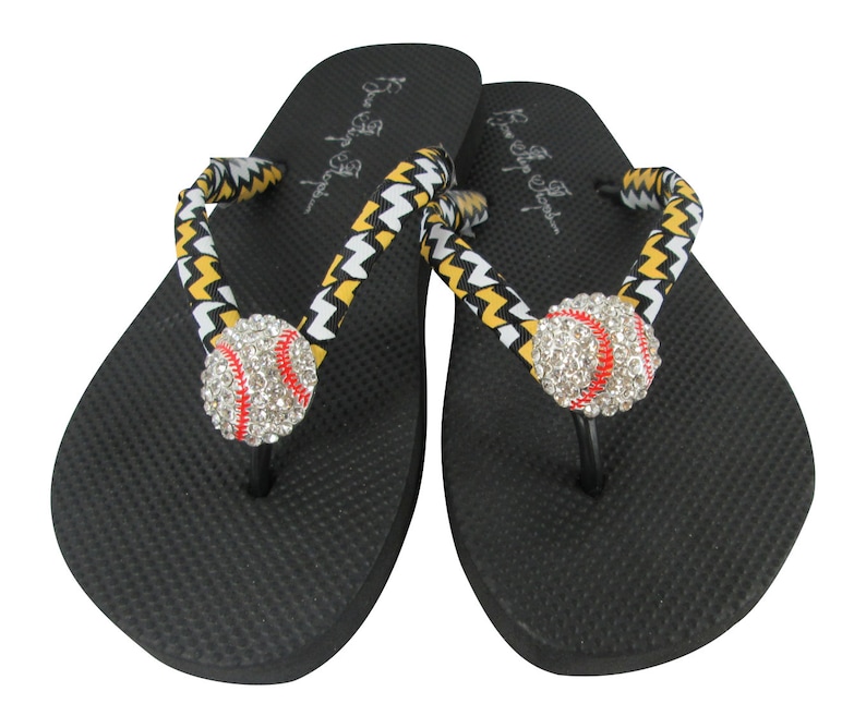 Rhinestone Baseball Flip Flops Player Team Gift Gray and Cranberry Red or Choose Colors Baseball Mom Flip Flop Sandals