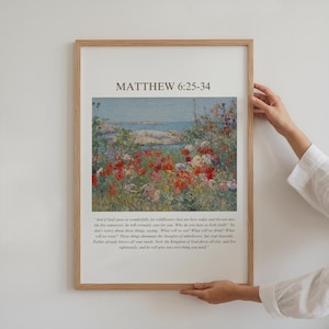 Matthew 6:25-34 Bible Verses - Do not worry // Wildflowers // Digital Download Wall Art