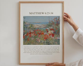 Matthew 6:25-34 Bible Verses - Do not worry // Wildflowers // Digital Download Wall Art
