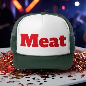 Meat Trucker Hat - BBQ Cap, Grill Master Gift, Funny Foodie Hat, Dad Hat, Chef Cap, Retro Baseball Cap