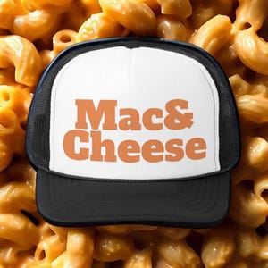 Gorra de camionero con macarrones con queso: divertida gorra para amantes de la comida, gorra retro para papá, regalo para amantes del queso, divertida gorra de béisbol, gorra snapback vintage