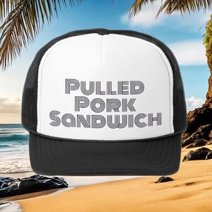 Pulled Pork Sandwich Trucker Cap - Foodie Hat, Graphic Snapback, Fun Baseball Cap, Retro Mesh Cap, Unisex Headwear