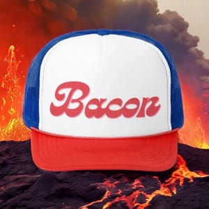 Bacon Trucker Cap - Funny Foodie Hat, Breakfast Lover Gift, Dad Hat, Adjustable Baseball Cap, Novelty Headwear