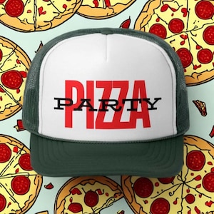 Pizza Party Trucker Cap - Fun Foodie Hat, Novelty Baseball Cap, Unique Pizza Lover Gift, Adjustable Hipster Headwear, Cool Retro Snapback