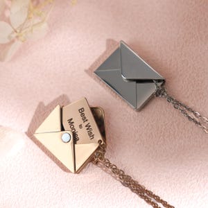 Collar con sobre personalizado, collar con mensaje secreto personalizado, collar con foto, collar con mensaje oculto, collar con carta de amor, collar con medallón
