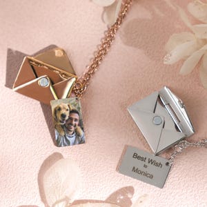 Collar con sobre personalizado, collar con foto con mensaje secreto personalizado, collar con mensaje oculto, collar con medallón con carta de amor, regalo para ella