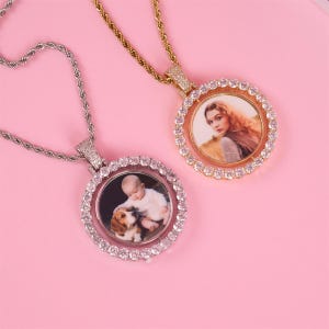 Custom Photo Necklace, Double Sides Picture Rotatable Necklace, Personalized Photo Pendant, Mother&#39;s Day Gift,Gift for New Mom, Gift for Her