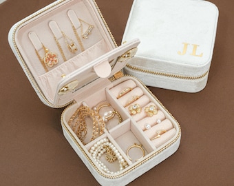 Caixa de joias personalizada, caixa de joias de viagem com nome personalizado, caixa de anel, presente para ela, presentes para madrinhas de casamento, presente de aniversário para mulheres, presentes