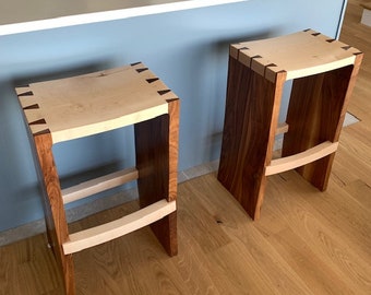 Bar stool solid walnut and maple