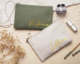 Personalized Canvas Makeup Bag, Makeup Bag for Bridesmaids, Bridesmaid Makeup Bag, Bridesmaid Gifts, Gift for Her, Wedding Favors