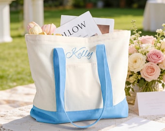 Personalisierte Tragetasche, Brautjungfer Geschenk, bestickte Tasche, Strandtasche, Brautjungfer Geschenk
