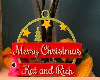 3d printed Christmas wreath decorations custom names personal tree Xmas