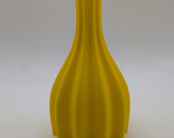 Yellow 3D Printed Vase | Modern Hourglass Vase for Shelf Decor | Bold Minimalist Home Accent | Watertight PLA+ Vase