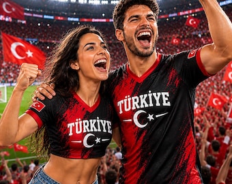 Personalized Turkey Soccer Jersey, Custom Back Name Number Türkiye Fan Shirt for Men and Women