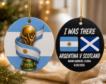 WK 2026 aangepaste wedstrijd keramisch ornament, gepersonaliseerde datum cadeau voetbalteam stadion, I Was There voetbalaandenken