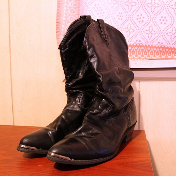 Women's Vintage black slouchy cowboy boots 8 1/2 M