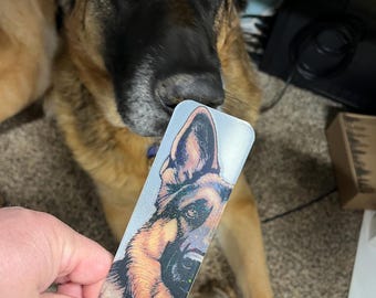 German Shepherd Bookmark Shiny With Holographic Stars: Dog Lover Gift