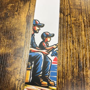 Dad fishing with his son bookmark, Dad Son bookmark, Gift for dads, Fishing Theme, Gifts for fishers, Fishing Bookmark, Family Bookmark
