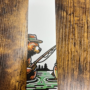 Bear wearing a hat fishing bookmark, Bear bookmark, Gift for dads, Fishing Theme, Gifts for fishers, Fishing Bookmark, Outdoors Bookmark