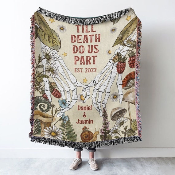 Halloween Skeleton Cottagecore Wedding Woven Throw Blanket