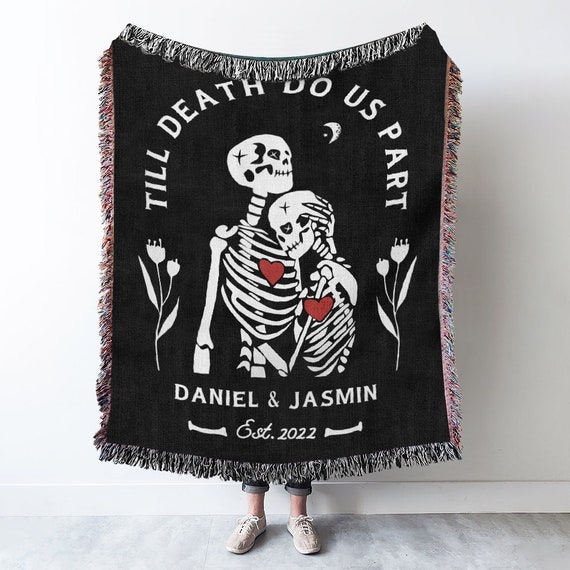 Halloween Skeleton Woven Throw Blanket Custom Throw Blanket