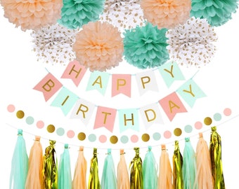 Paper Pom Poms Pink Birthday Decoration Set with Birthday Banner Circle Dot Garland and Tassel Garland for Women Grils kids Birthday Party Decor Burgundy Pink Birthday Decorations for Women Grils Paper Pom Poms Pink Birthday Decoration Set with Birthday Banner Circle Dot Garland and Tassel Garland for Women Grils kids Birthday Party Decor Burgundy Pink Birthday Decorations for Women Grils