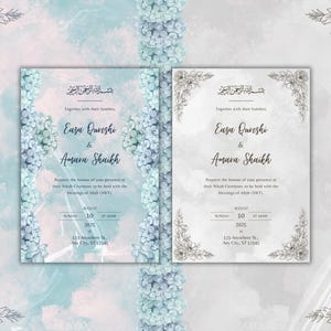 Plantillas de invitación Nikah (2 en 1) / Diseño editable en Canva / Invitación digital para boda musulmana / Tarjeta imprimible para ceremonia islámica
