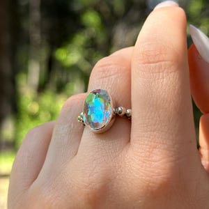 Angel Aura Quartz 925 Sterling Silver Ring, Handmade Spiritual Ring, Handmade Angel Aura Quartz Gemstone Ring, Bohemian Ring, Gift For Her