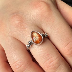 Natural Sunstone Silver Ring, Orange Gemstone Ring, Sunstone Ring, Statement Ring, Unique Ring, Natural Gemstone Ring, Sunstone Silver Ring