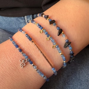 Natural Kyanite Faceted Beaded Bracelet, Elegant Kyanite Stone Bracelet, Gemstone Bracelet, Blue Bracelet, Healing Bracelet, Gift for Her