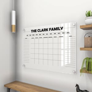 Acrylic Wall Calendar, Personalized Family Planner, Monthly Weekly Calendar, Acrylic Dry Erase Board, Large 2025 Glass Command Center