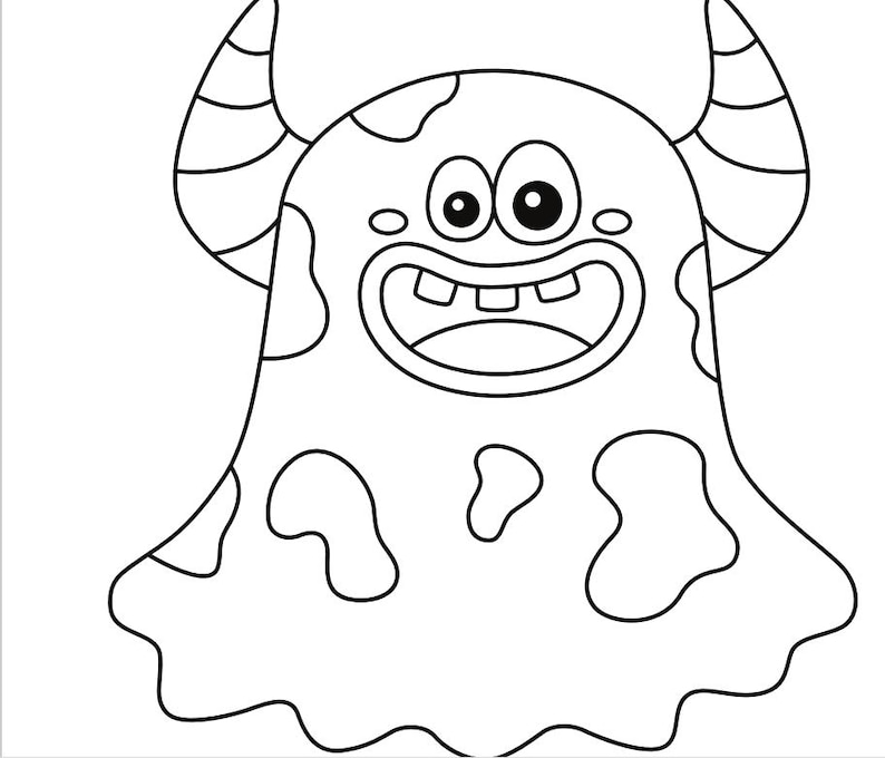 Black and White Monsters Coloring Pages - Etsy