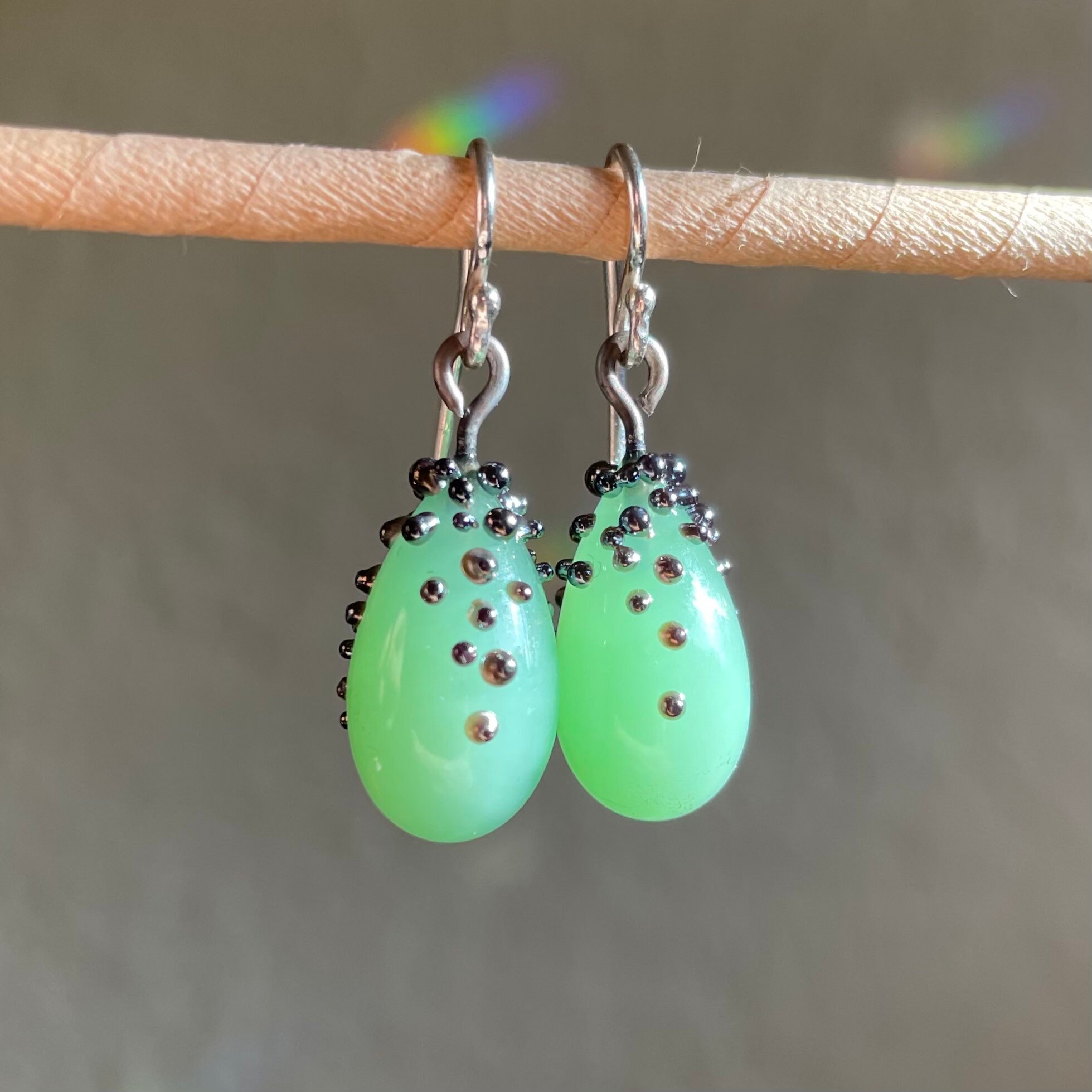Translucent Jade Green Mini Drop Flamework Earrings - Etsy