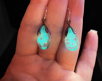 Glow in the dark lampwork mini drop earrings