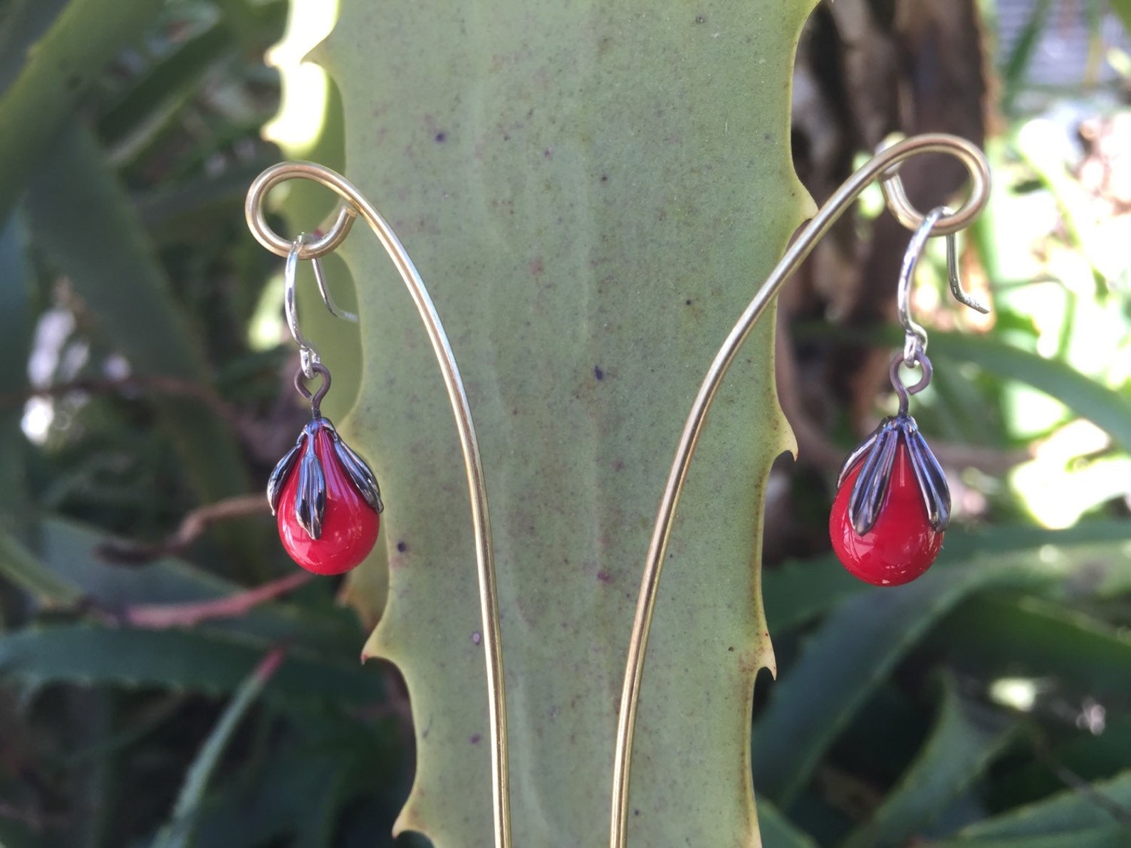 Vibrant Scarlet Red Mini Earrings - Etsy 