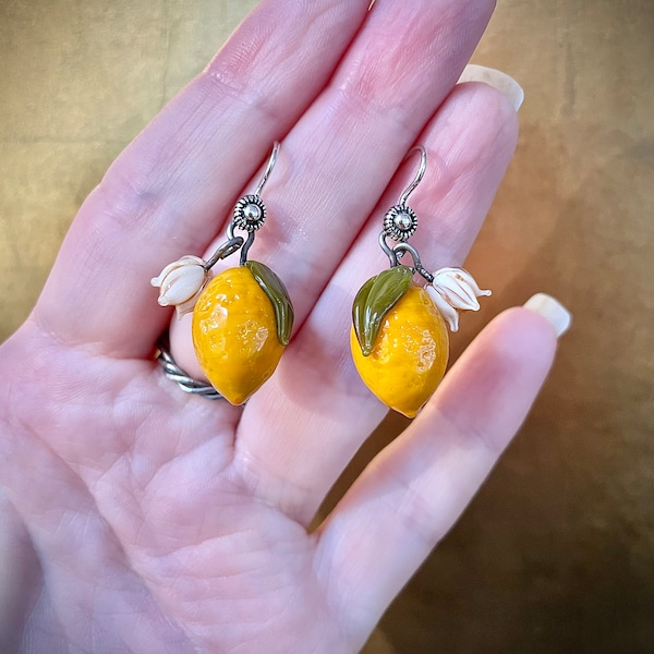 Meyer Lemon Earrings with blossoms