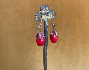 Vibrant scarlet red mini earrings