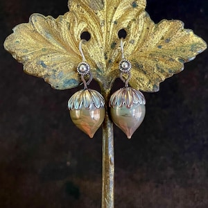 Lampwork glass acorn earrings