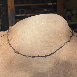 Plain chrochet silk chain with silver clasp