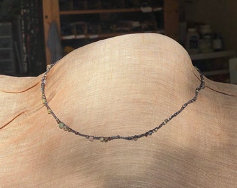 Plain chrochet silk chain with silver clasp